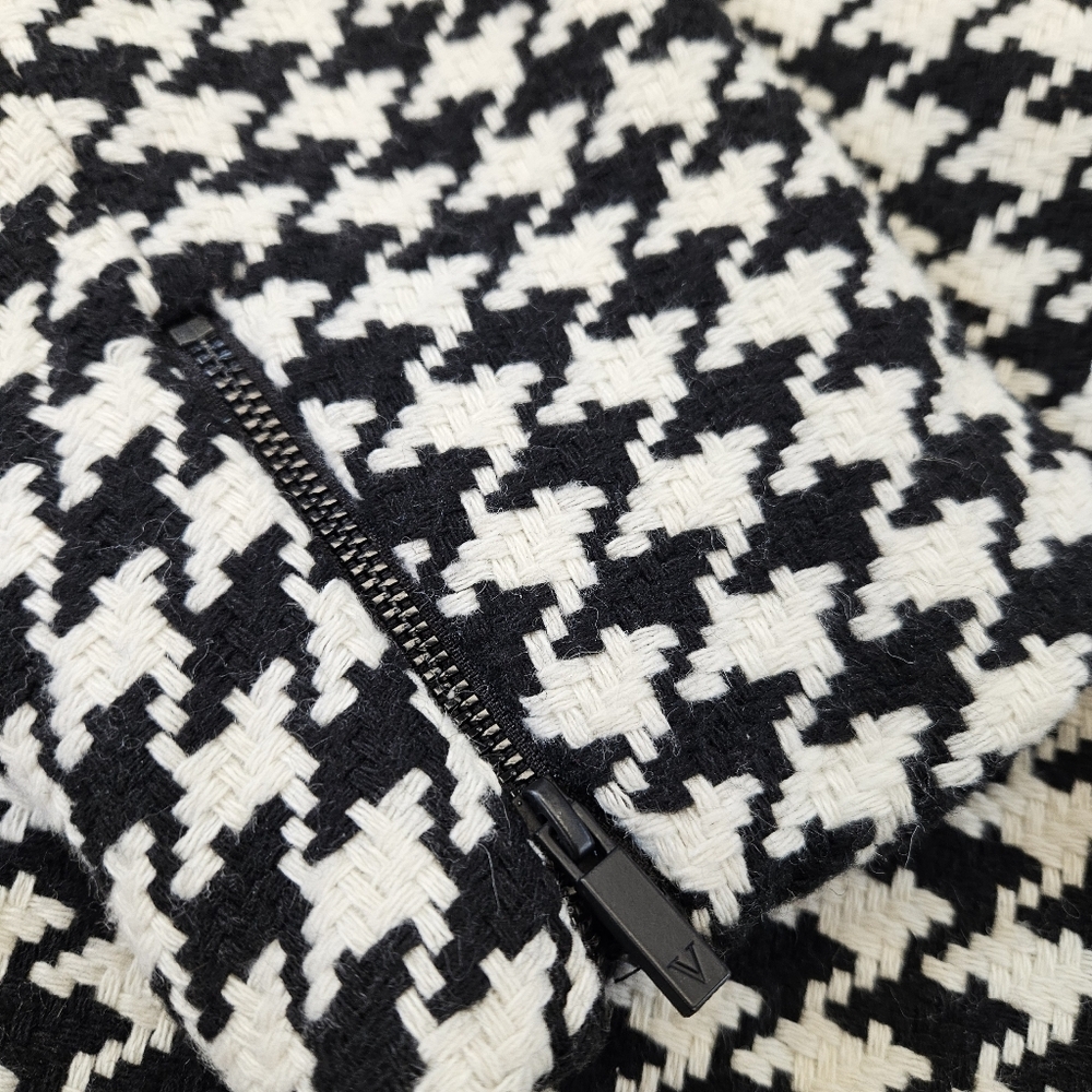 Vince Camuto NWT White/Black Houndstooth Puff Shoulder Moto Jacket Size 2X - Picture 6 of 14